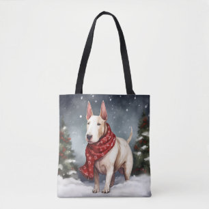 Bull Terrier Hund im Schnee Weihnachten  Tasche