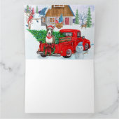 Bull Terrier Hund in Christmas Delivery LKW Schnee Karte (Innenseite)