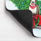 Bull Terrier Hund in Christmas Delivery LKW Schnee Mousepad (Ecke)