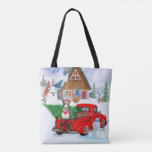 Bull Terrier Hund in Christmas Delivery LKW Schnee Tasche (Rückseite)