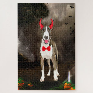 Bull Terrier Hund in Halloween Kostüm Puzzle