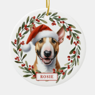 Bull Terrier Hund Keramik Kreis Ornament