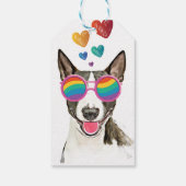 Bull Terrier Hund mit Herzchen Valentinstag Geschenkanhänger (Rückseite)