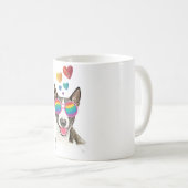 Bull Terrier Hund mit Herzchen Valentinstag Kaffeetasse (VorderseiteRechts)
