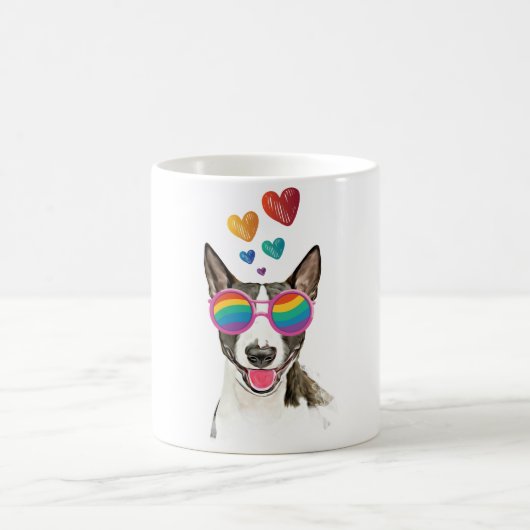 Bull Terrier Hund mit Herzchen Valentinstag Kaffeetasse (Mittel)