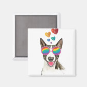 Bull Terrier Hund mit Herzchen Valentinstag Magnet (Vorderseite/Rückseite)