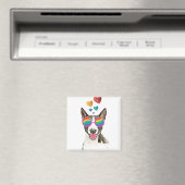 Bull Terrier Hund mit Herzchen Valentinstag Magnet (In Situ (Geschirrspüler))