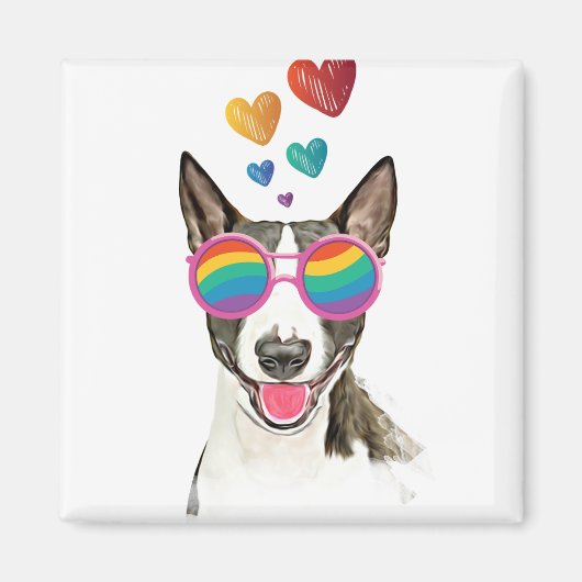 Bull Terrier Hund mit Herzchen Valentinstag Magnet (Vorne)