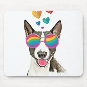 Bull Terrier Hund mit Herzchen Valentinstag Mousepad