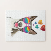 Bull Terrier Hund mit Herzchen Valentinstag Puzzle (Horizontal)