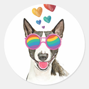 Bull Terrier Hund mit Herzchen Valentinstag Runder Aufkleber