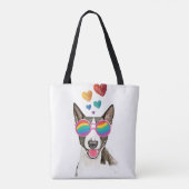 Bull Terrier Hund mit Herzchen Valentinstag Tasche (Rückseite)