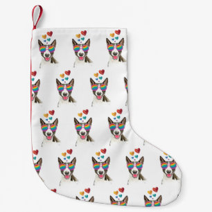 Bull Terrier Hund mit Herzen Valentinstag Kleiner Weihnachtsstrumpf