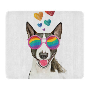 Bull Terrier Hund mit Herzen Valentinstag Schneidebrett