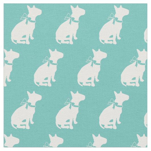 Bull Terrier Hund Silhouette Aquamarin Stoff (Nahaufnahme)