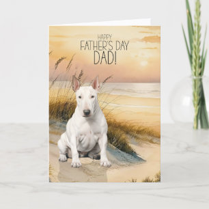 Bull Terrier Hund Sonnenuntergang Strand Vatertag Feiertagskarte