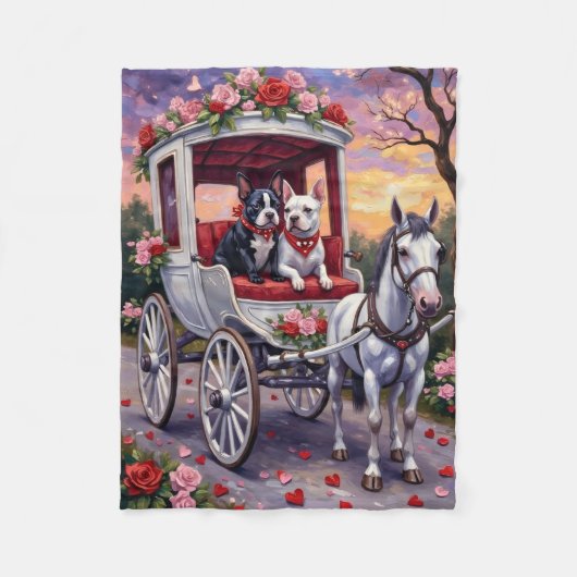 Bull Terrier Hund Valentinstag Fleecedecke (Vorderseite)