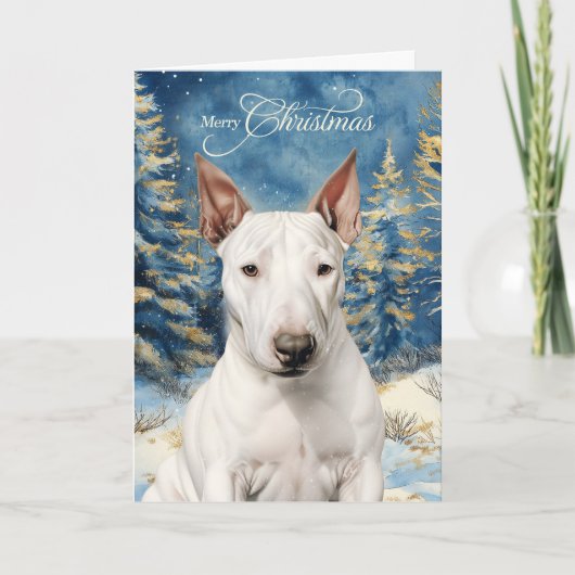 Bull Terrier Hund Wald Weihnachten (Vorderseite)