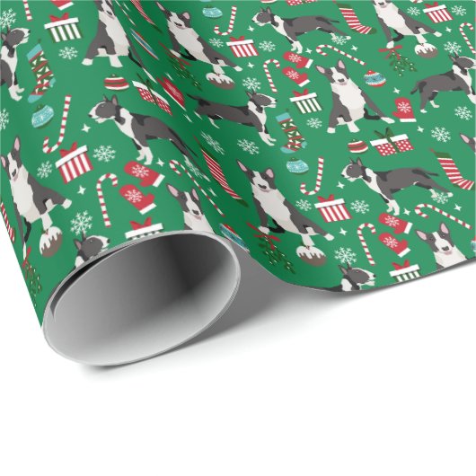 Bull Terrier Hund Weihnachten Geschenkpapier (Rolleneckpunkt)