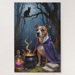 Bull Terrier Hund Whimsical Halloween-Malerei Puzzle