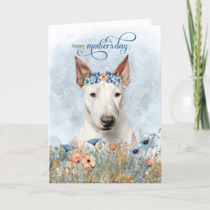 Bull Terrier Hund Wildblumen Muttertag Feiertagskarte
