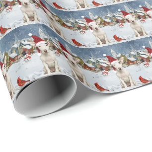 Bull Terrier Hund Winterwunderland Weihnachtsfreud Geschenkpapier