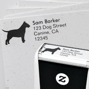 Bull Terrier Hunde Silhouette Rücksendeadresse Permastempel