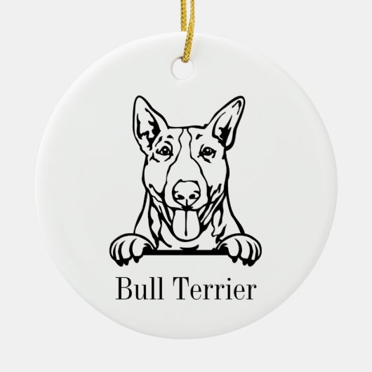 Bull Terrier Hundeschmuck Keramik Ornament (Vorne)