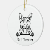 Bull Terrier Hundeschmuck Keramik Ornament (Links)