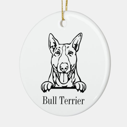 Bull Terrier Hundeschmuck Keramik Ornament (Links)