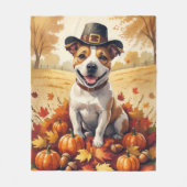 Bull Terrier im Herbst hinterlässt Erntedank Art Fleecedecke (Vorderseite)