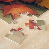 Bull Terrier im Herbst hinterlässt Erntedank Art Puzzle (Seite)