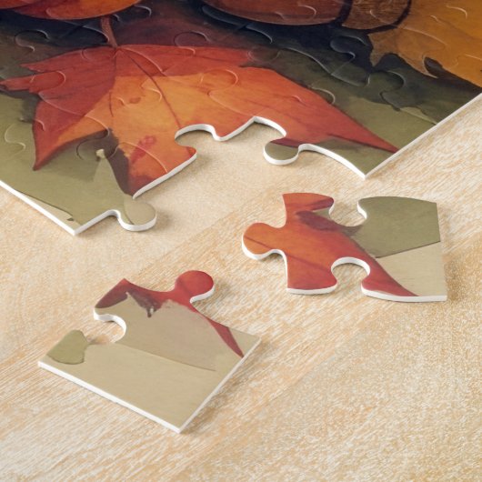 Bull Terrier im Herbst hinterlässt Erntedank Art Puzzle (Seite)