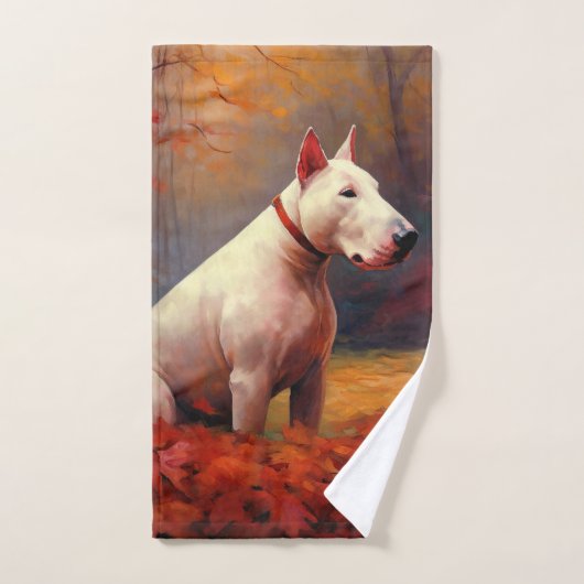 Bull Terrier im Herbst Leaves Fall Inspiriert Badhandtuch Set (Handtuch)