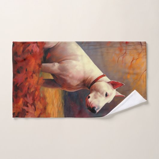 Bull Terrier im Herbst Leaves Fall Inspiriert Badhandtuch Set (Handtuch)