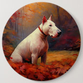 Bull Terrier im Herbst Leaves Fall Inspiriert Button (Vorderseite)