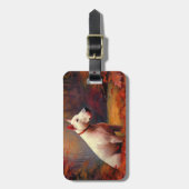 Bull Terrier im Herbst Leaves Fall Inspiriert Gepäckanhänger (Vorderseite vertikal)