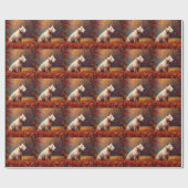 Bull Terrier im Herbst Leaves Fall Inspiriert Geschenkpapier (Flach)