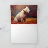 Bull Terrier im Herbst Leaves Fall Inspiriert Karte (Innenseite)