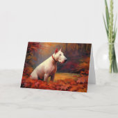 Bull Terrier im Herbst Leaves Fall Inspiriert Karte (Vorderseite)