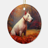 Bull Terrier im Herbst Leaves Fall Inspiriert Keramik Ornament (Links)