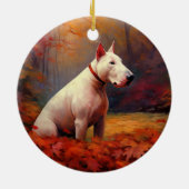 Bull Terrier im Herbst Leaves Fall Inspiriert Keramik Ornament (Hinten)