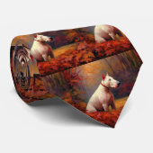Bull Terrier im Herbst Leaves Fall Inspiriert Krawatte (Gerollt)