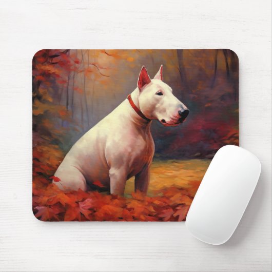 Bull Terrier im Herbst Leaves Fall Inspiriert Mousepad (Mit Mouse)