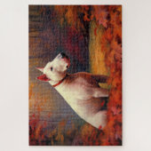 Bull Terrier im Herbst Leaves Fall Inspiriert Puzzle (Vertikal)