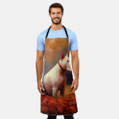 Bull Terrier im Herbst Leaves Fall Inspiriert Schürze (Getragen)