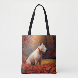 Bull Terrier im Herbstlaubfall inspiriert Tasche