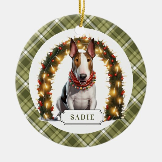 Bull Terrier Keramik Circle Ornament (Vorne)
