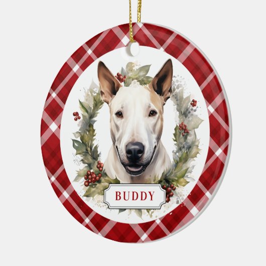 Bull Terrier Keramik Circle Ornament (Links)