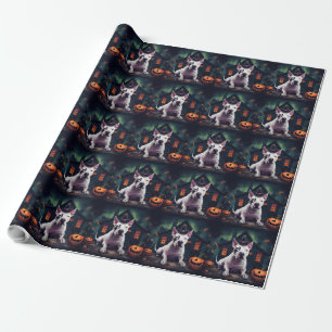 Bull Terrier Kürbisse Halloween Gruselig Geschenkpapier